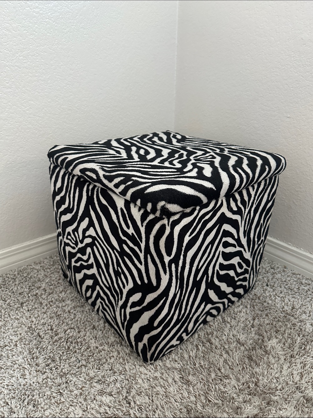 Urban Shop wood & plush 15" Zebra Print Ottoman-used-great condition